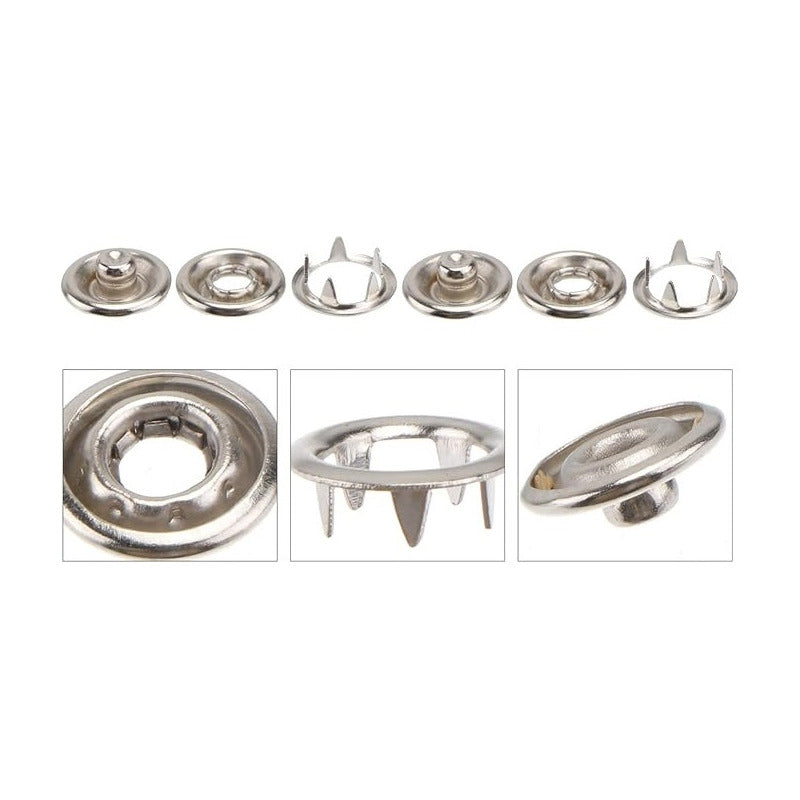 10X BOTONES PRESIÓN METÁLICOS 95MM ROPA JEAN BEBÉ MANUALIDAD PLATEADO BOTONES PRESION METAL