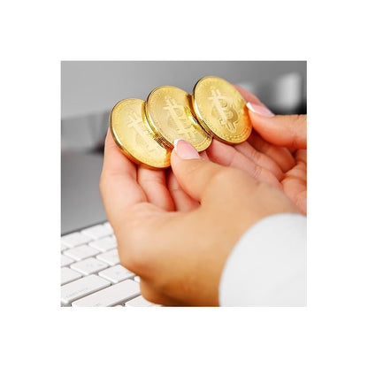 MONEDA BITCOIN COLECCIONABLE DORADA METÁLICA CRIPTO LUJO