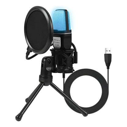 MICROFONO USB LED RGB CARDIOIDE CONDENSADOR YANMAI SF-666R NEGRO