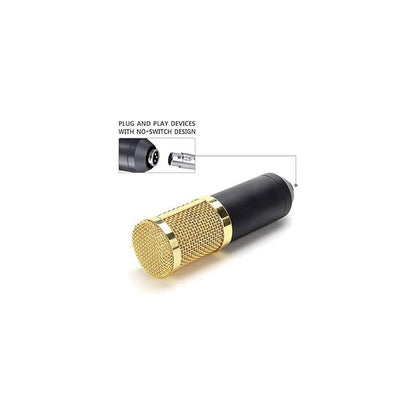 MICRÓFONO CONDENSADOR CAPACITIVO DORADO PRO 3.5MM NEGRO