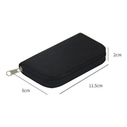 ESTUCHE TARJETAS MEMORIA SD FLASH 22 ESPACIOS BOLSILLOS NEGRO