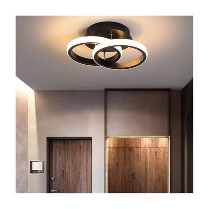 LAMPARA TECHO LUZ LED TIPO DOBLE ARO 25W MARCO NEGRO SALA 110/220V NEGRO