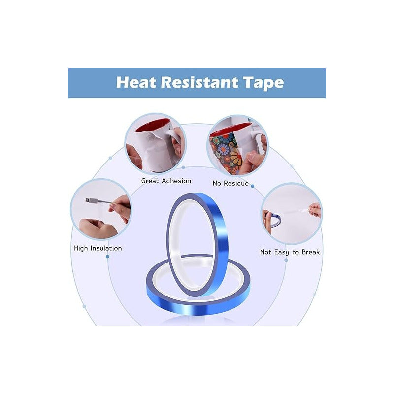 2X CINTA TÉRMICA 10MM 30MTS 50° 260° SUBLIMACIÓN AZUL AZUL CLARO