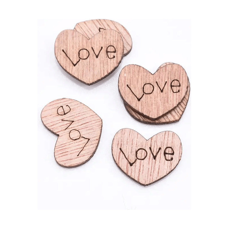 10X CORAZONES MADERA LOVE MANUALIDADES REGALOS ADORNOS CUTE CHOCOLATE 1 CM 4 CM