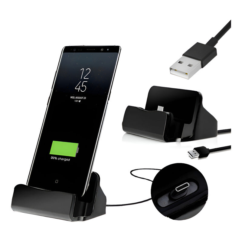 CARGADOR CELULAR BAHÍA USB TIPO C ANDROID CARGA RÁPIDA NEGRO
