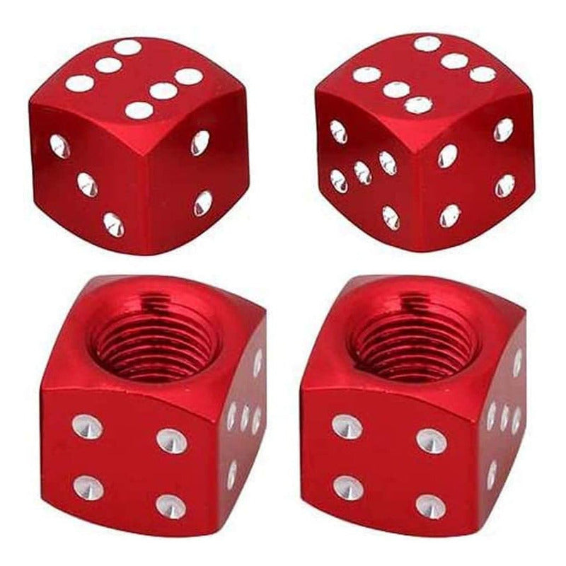 JUEGO TAPA VÁLVULA AIRE NEUMÁTICO LLANTA DADOS ALUMINIO