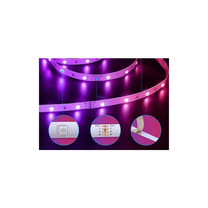LUZ LED FLEXIBLE ADHESIVA 5MTS PÚRPURA AZUL USB SWITCH ON PÚRPURA 5V