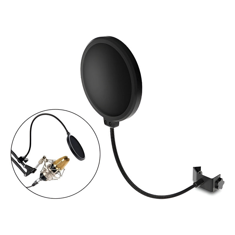 FILTRO PANTALLA ANTI-POP 10CMS SONIDO GRABACION MIC PODCAST NEGRO