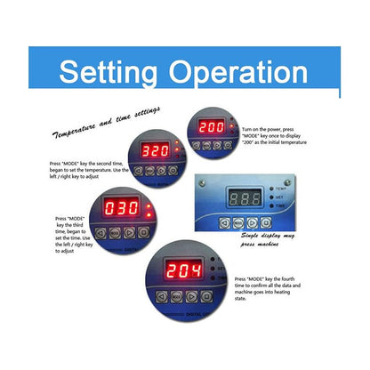KIT MÁQUINA SUBLIMACIÓN TERMOFIJADORA PRENSA CALOR ESTAMPAR AZUL ACERO 110V
