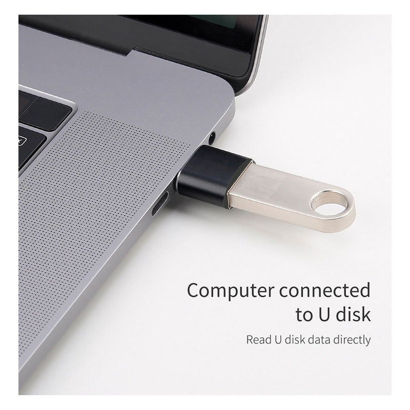 ADAPTADOR CONVERTIDOR USB HEMBRA TIPO C MACHO OTG 3.0 NEGRO NEGRO