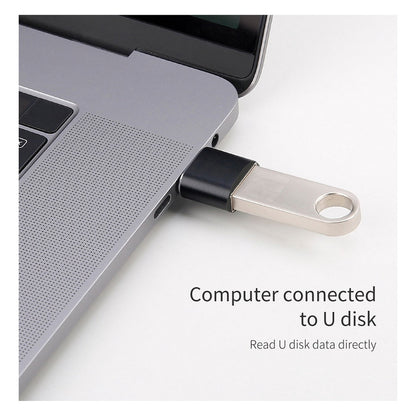 ADAPTADOR CONVERTIDOR USB HEMBRA TIPO C MACHO OTG 3.0 NEGRO NEGRO