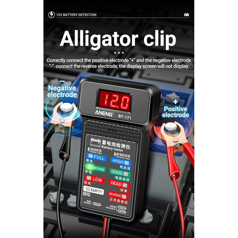 PROBADOR BATERIA MULTIFUNCIONAL ANENG BT-171 PANTALLA LED 12V
