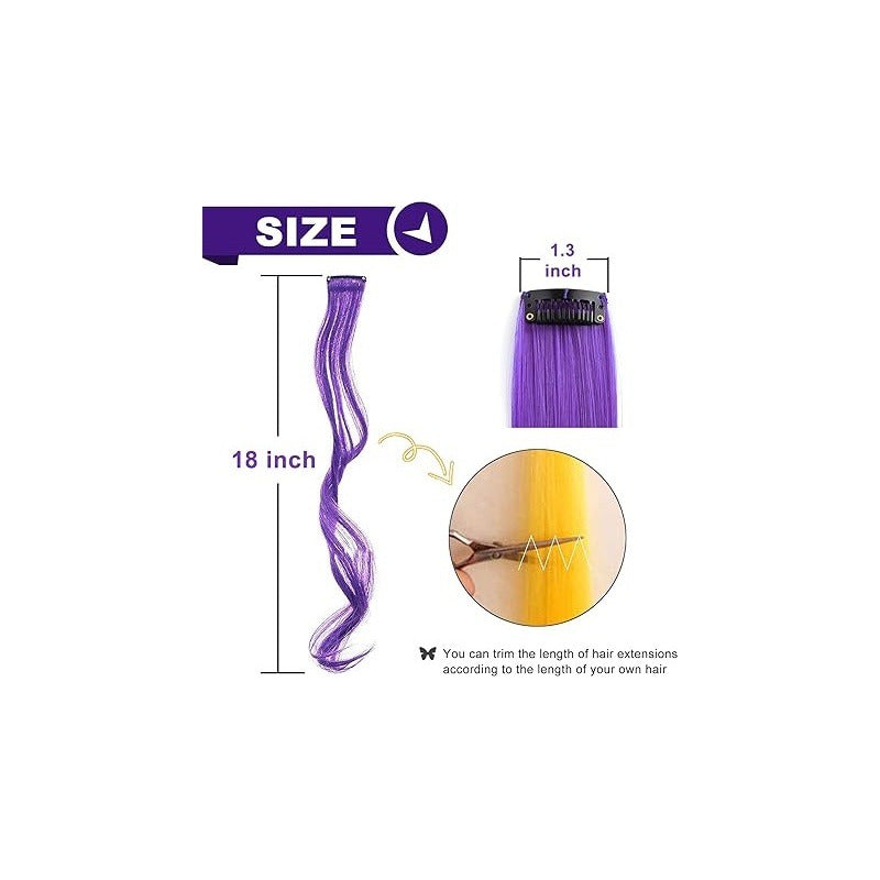 EXTENSIÓN CABELLO LISO SINTÉTICO 22 PULG VIOLETA CLIP VIOLETA