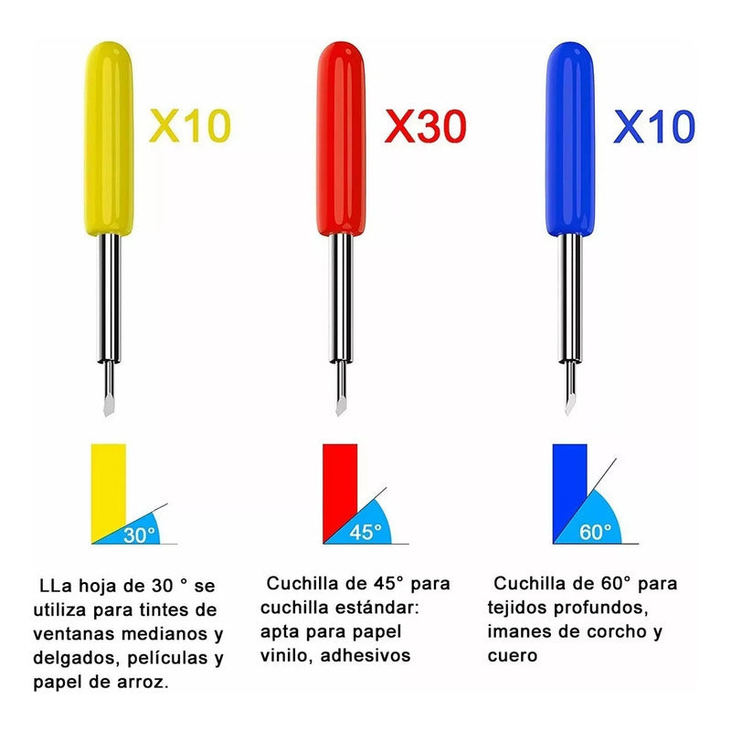 5X JUEGO CUCHILLAS PLOTTER CORTE GRAPHTEC CB09 45° CAMEO 45°