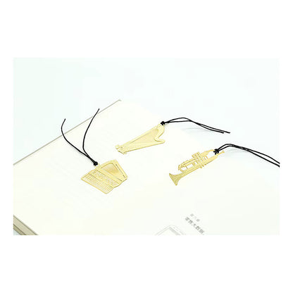 MARCA PÁGINAS ARPA LIBRO MÚSICA  REVISTA NOTAS PAPEL AGENDA DORADO ARPA