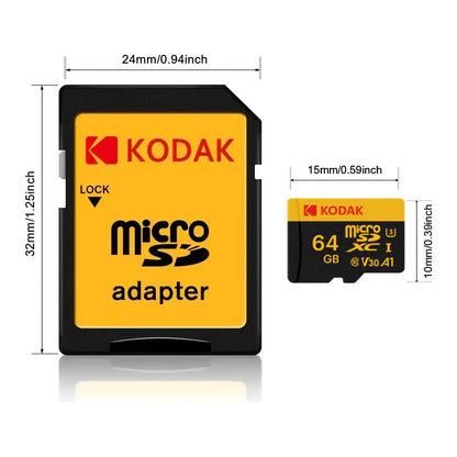 TARJETA MICRO SD 64GB KODAK XC I3 C10 V30 A1 CÁMARA CELULAR
