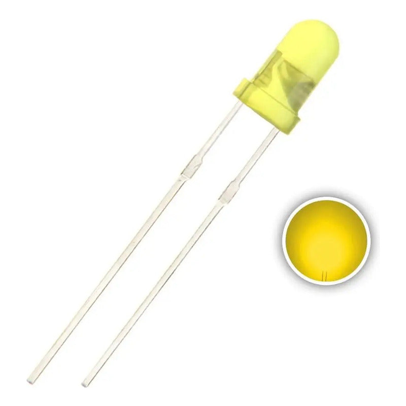 10X LUZ LED DIODO 3MM AMARILLO 20MA 1.9-2.1V 3000-4000MCD 1.9-2.1 AMARILLO