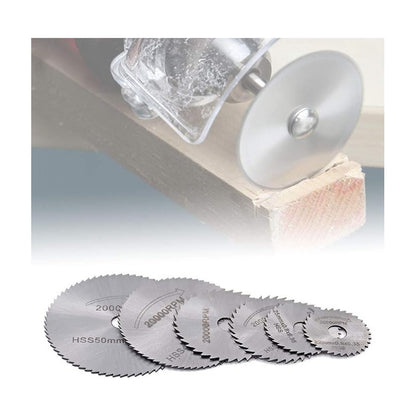 KIT 6 CUCHILLAS SIERRA CIRCULAR TALADRO MOTOTOOL AMOLADORA PLATEADO