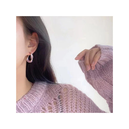 ARETES PENDIENTES TRENZADO MORADO LAVANDA LAVANDA