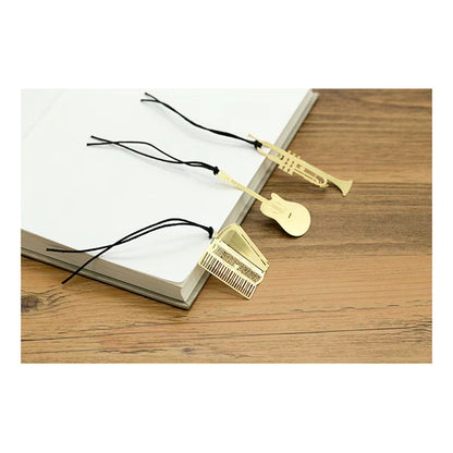 MARCA PÁGINAS GUITARRA REVISTA AGENDA MÚSICA NOTAS LIBRO   DORADO GUITARRA