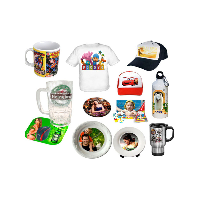 KIT MÁQUINA SUBLIMACIÓN TERMOFIJADORA PRENSA CALOR ESTAMPAR AZUL ACERO 110V