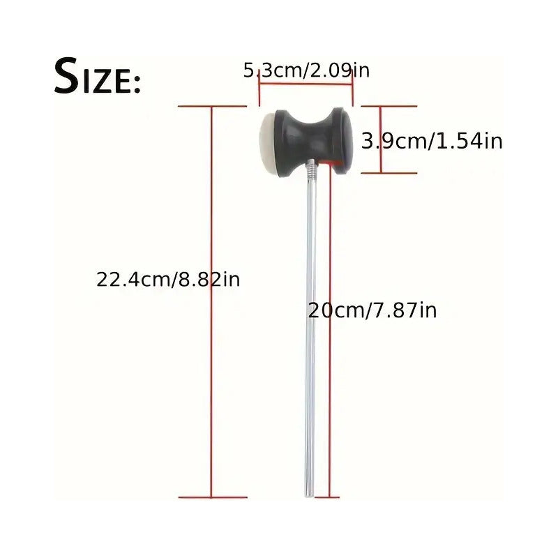 GOLPEADOR BOMBO BATERÍA ACÚSTICA MAZO MARTILLO FIELTRO NEGRO 20 CM