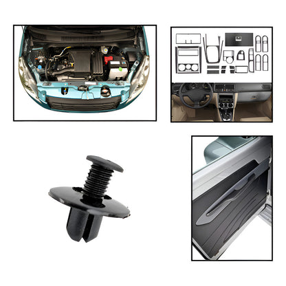 10X PIN PLÁSTICO CLIP AJUSTE AUTO REMACHE MOTOR RETENEDOR NEGRO