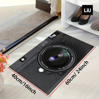 TAPETE ENTRADA DISEÑO CÁMARA CASA BAÑO COCINA ALCOBA ADORNO 60 CM 40 CM CÁMARA NEGRO