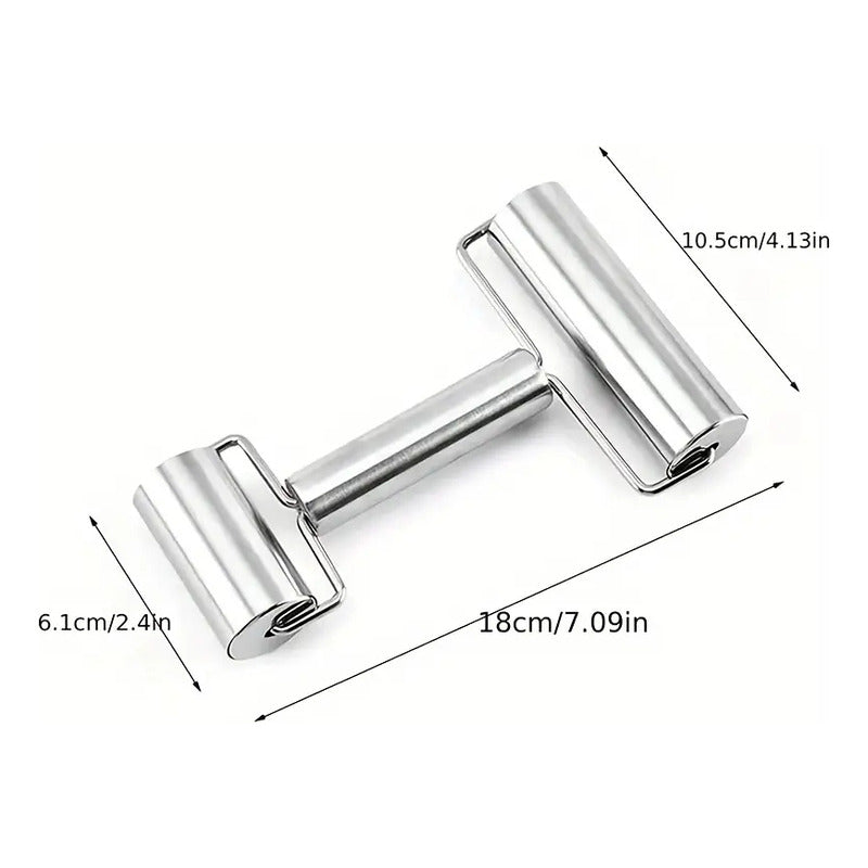 RODILLO DOBLE ACERO INOXIDABLE PASTELERÍA PANADERÍA COCINA PLATEADO