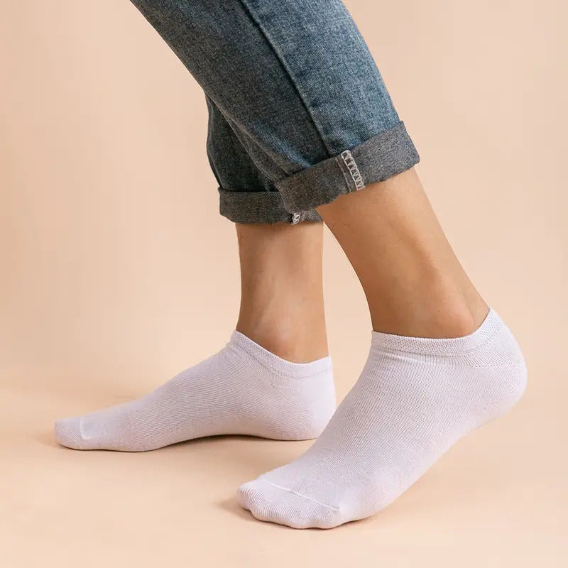 2X PARES MEDIAS TOBILLERAS NEGRAS Y BLANCAS CALCETINES NEGRO LISO 36-41