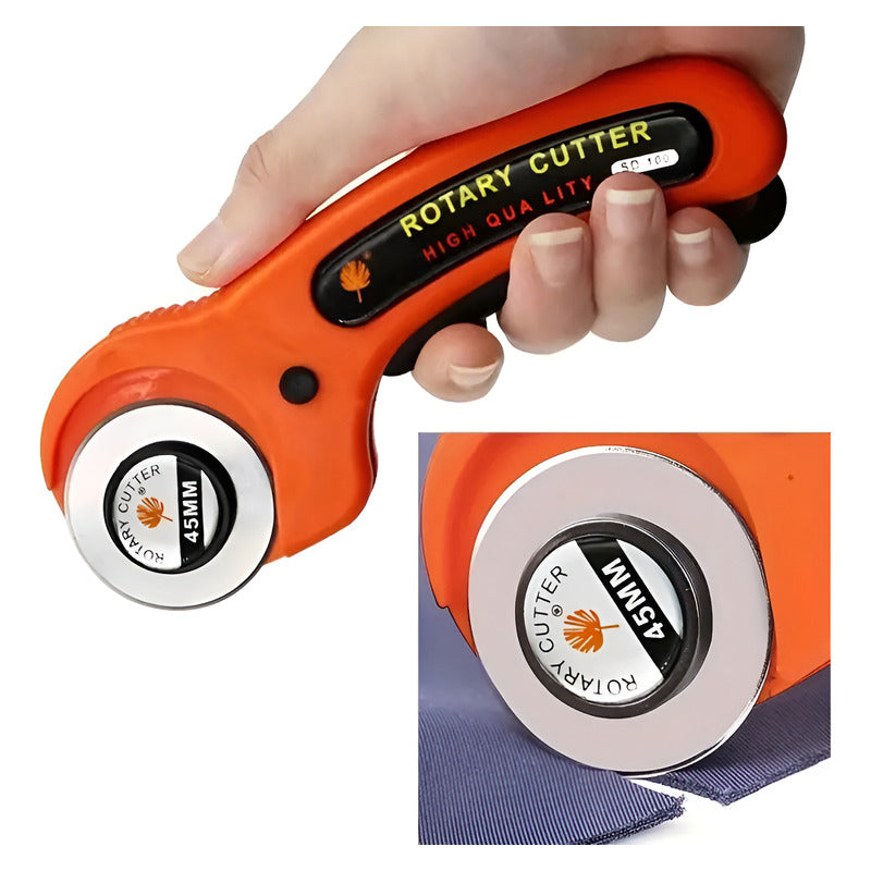 CORTADOR ROTATIVO 45MM SASTRERÍA COSTURA TELA ROPA BRICOLAJE NARANJA N/A