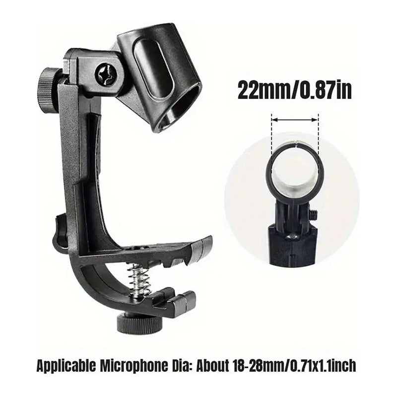 BASE SOPORTE MICRÓFONO BATERÍA ANILLO ARO REDOBLANTE TOM NEGRO