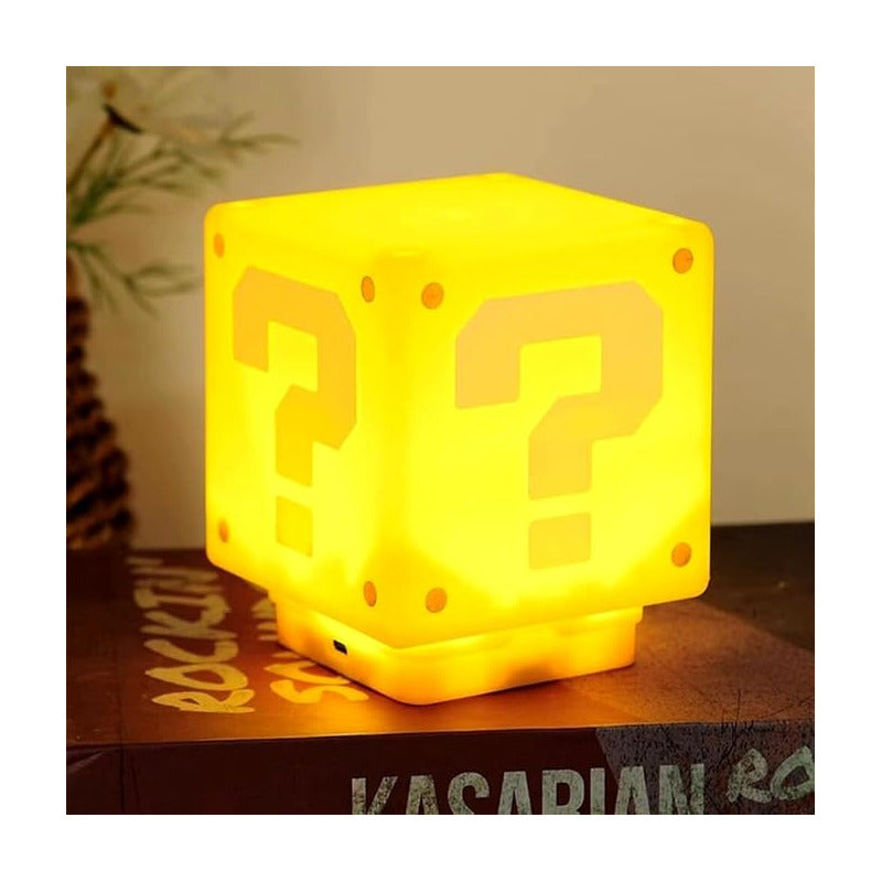 LAMPARA CUBO MARIO BROS LED USB SONIDO NIÑOS AMARILLO AMARILLO 5V