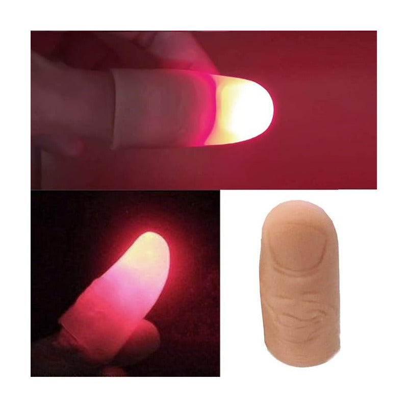 2X DEDOS LUZ LED ROJO MAGIA ILUSIONISMO DISFRAZ FIESTAS