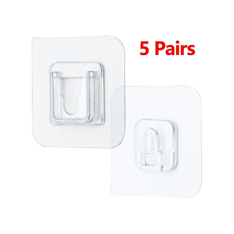 5X GANCHOS ADHESIVOS DOBLE CARA TRANSPARENTE IMPERMEABLE TRANSPARENTE