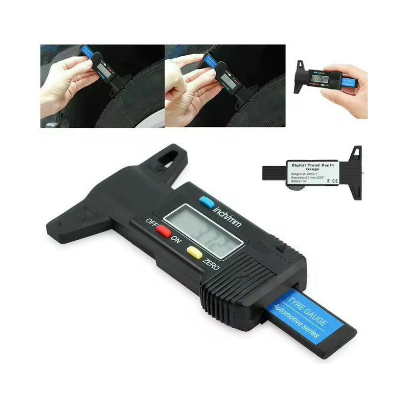 MEDIDOR DIGITAL LCD PROFUNDIDAD NEUMÁTICOS LLANTAS VEHICULO NEGRO