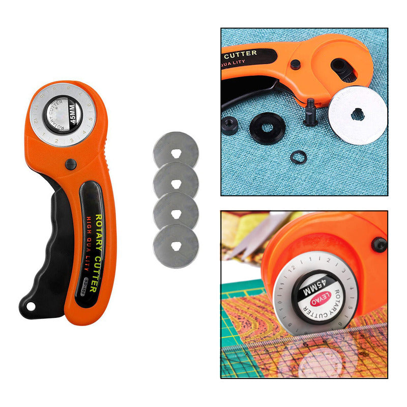 CORTADOR TELA ROTATIVO 45MM SASTRERÍA COSTURA ROPA BRICOLAJE
