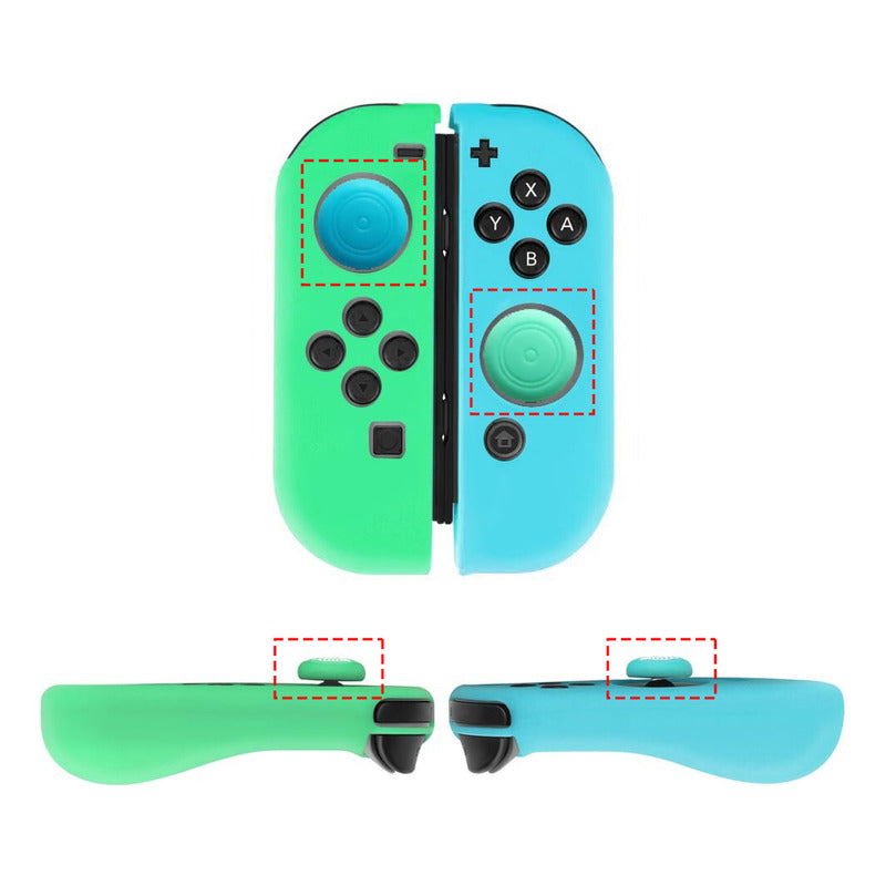 2X PROTECTOR SILICONA JOYSTICK MANDO CONTROL J-CON AZUL ROJO AZUL / VERDE PASTEL