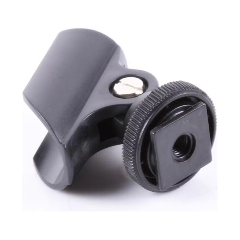 ADAPTADOR CLIP BASE MICRÓFONO ZAPATA CAMARA DSLR NEGRO