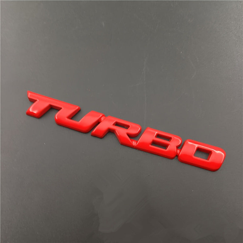 EMBLEMA TURBO METAL 3D ADHESIVO VEHÍCULO INSIGNIA LUJO ROJO