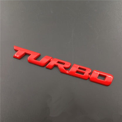 EMBLEMA TURBO METAL 3D ADHESIVO VEHÍCULO INSIGNIA LUJO ROJO