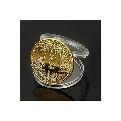 MONEDA BITCOIN COLECCIONABLE DORADA METÁLICA CRIPTO LUJO