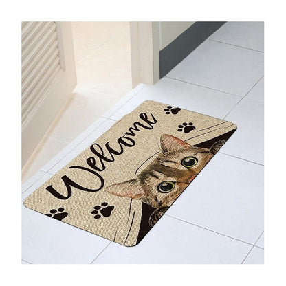 TAPETE GATO ENTRADA CASA BAÑO COCINA ALCOBA ADORNO MASCOTA 60 CM 40 CM ANIMAL PRINT NEGRO