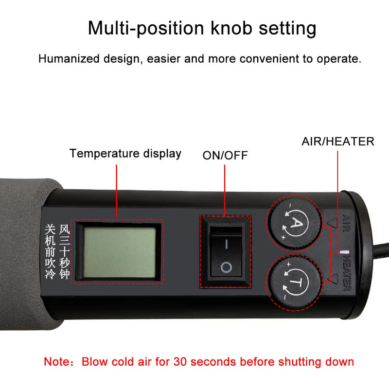 PISTOLA CALOR DIGITAL LCD 110V ESTACIÓN SOLDADURA AJUSTABLE GRIS OSCURO 110V