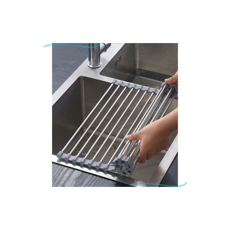 ESCURRIDOR PLATOS PLEGABLE ACERO INOXIDABLE UTENSILIOS COCIN PLATEADO