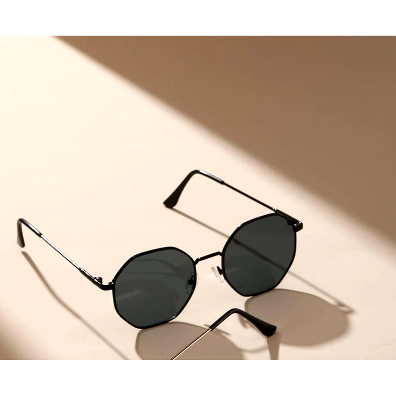 GAFAS SOL POLICARBONATO POLARIZADO REDONDAS FASHION ESTILO REDONDO NEGRO NEGRO NEGRO