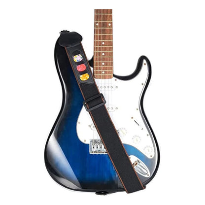 KIT SET CORREA GUITARRA 4 PUAS PICKS NEGRO NEGRO KIT 7 UNIDADES