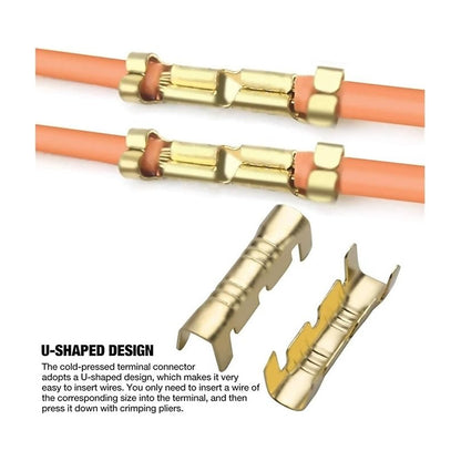 10X CONECTOR ENCRIMPADO CABLE METALICO 4MM X 15MM CONEXION COBRE