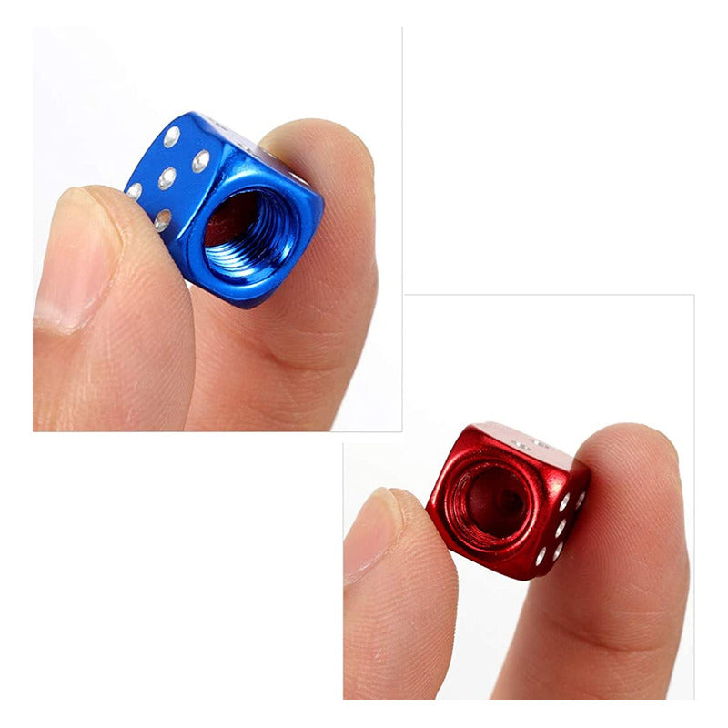 JUEGO TAPA VÁLVULA AIRE NEUMÁTICO LLANTA DADOS ALUMINIO