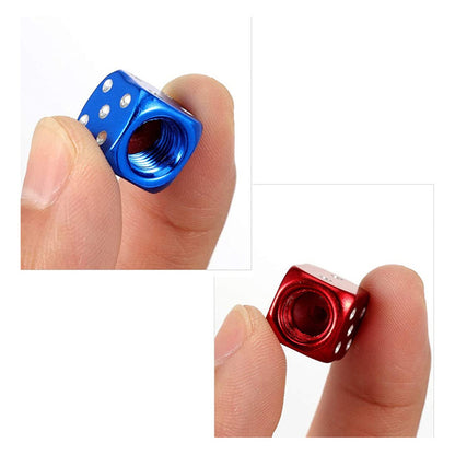 JUEGO TAPA VÁLVULA AIRE NEUMÁTICO LLANTA DADOS ALUMINIO